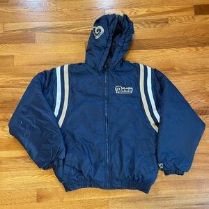 90s St. Louis Rams vintage hooded coat rare Reebok Starter style zip up youth L
